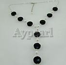 black agate white porcelain necklace