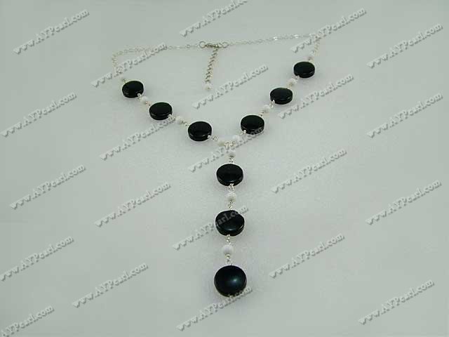 noir blanc collier de porcelaine agate