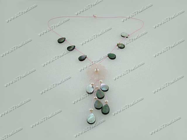 Pearl shell rose kvarts halssmykke