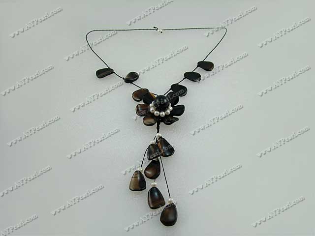 Wholesale Gemstone Jewelry-black agate pearl necklace