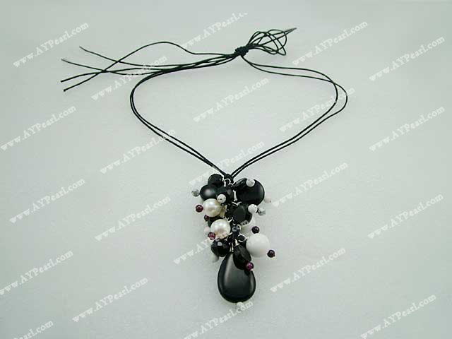 garnet pearl agate necklace