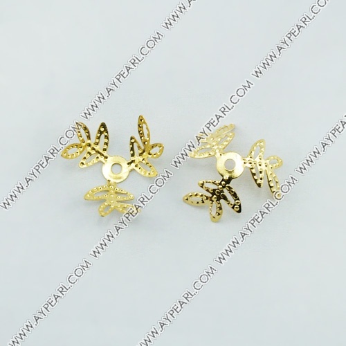 Iron beads caps, golden color, 4*15*16mm. Sold per pkg of 10000.