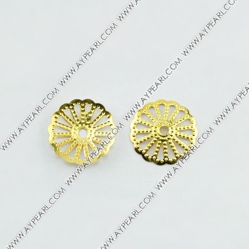Iron beads caps,Golden color 3*14mm, hole:approx 1mm. Sold per pkg of 10000.