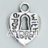imitation silver metal beads, 10mm, heart pendant, sold by per pkg, about 100 pieces