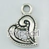 imitation silver metal beads, 10mm, heart pendant, sold by per pkg