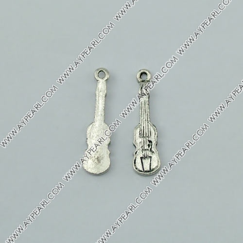 imitation silver metal beads, 14mm, guitar shape pendant, sold by per pkg