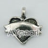 imitation silver metal beads, 10mm, heart pendant, sold by per pkg