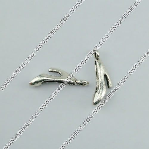 imitation silver metal beads, 12mm, high-heeled shoes shape pendant, sold by per pkg