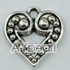 imitation silver metal beads, 12mm, heart pendant, sold by per pkg