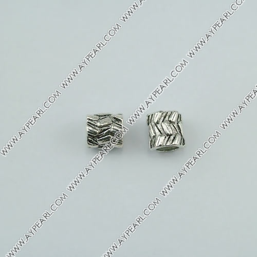 imitation silver spacer metal beads, 8*10mm, tube with pattern, sold by per pkg