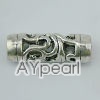 imitation silver spacer metal beads, 6*25mm, tube with pattern, sold by per pkg