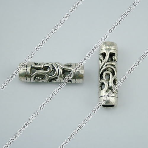 imitation silver spacer metal beads, 6*25mm, tube with pattern, sold by per pkg