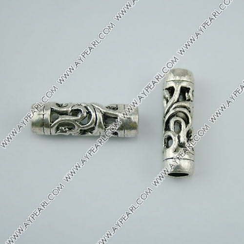 imitation silver spacer metal beads, 6*25mm, tube with pattern, sold by per pkg