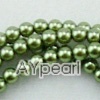 acrylic pearl beads, grass green, 4mm round, sold by per 33-inch strand