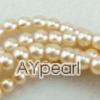 acrylic pearl beads, light yellow, 4mm round, sold by per 33-inch strand