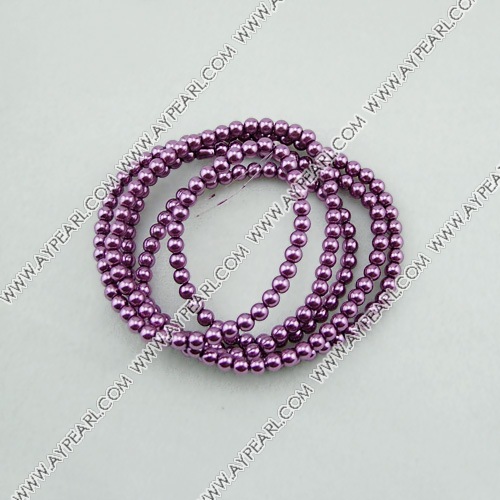 acrylic pearl beads, medium orchid, 4mm round, sold by per 33-inch strand