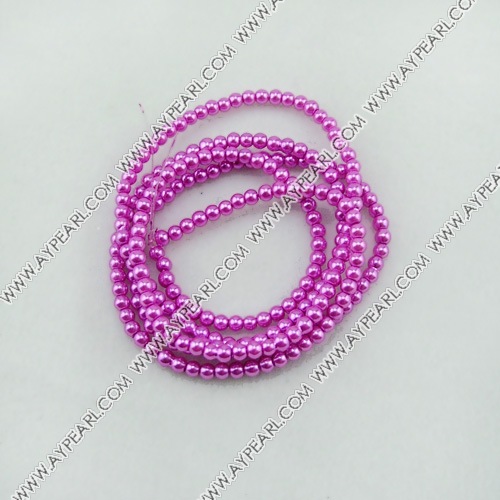 acrylic pearl beads, bright pink, 4mm round, sold by per 33-inch strand