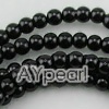 acrylic pearl beads, black, 4mm round, sold by per 33-inch strand