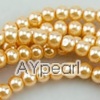 acrylic pearl beads, yellow, 4mm round, sold by per 33-inch strand