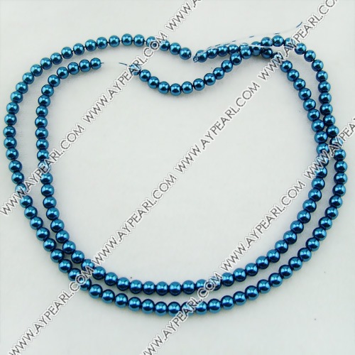 acrylic pearl bead, blue, 6mm round, sold by per 33-inch strand