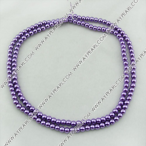 acrylic pearl bead, purple, 6mm round, sold by per 33-inch strand