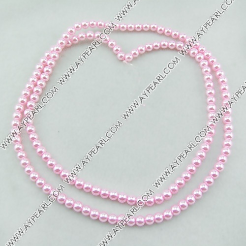 acrylic pearl beads, pink, 6mm round, sold by per 33-inch strand