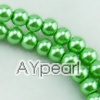 acrylic pearl bead, green, 6mm round, sold by per 33-inch strand