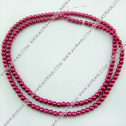 acrylic pearl bead, pink red, 6mm round, sold by per 33-inch strand