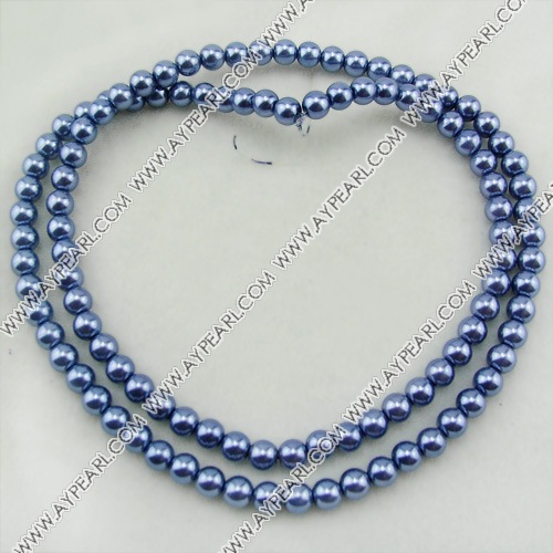 acrylic pearl beads, blue, 8mm round, sold by per 33-inch strand