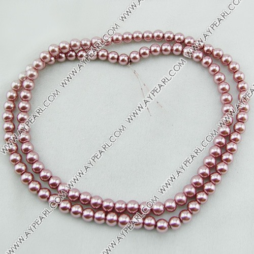 acrylic pearl beads, mauve, 8mm round, sold by per 33-inch strand