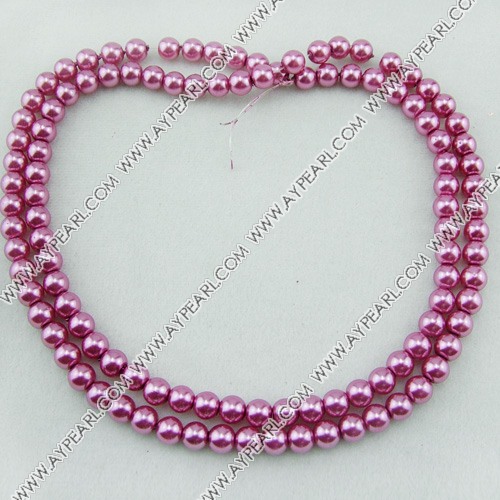acrylic pearl beads, fuchsia, 8mm round, sold by per 33-inch strand
