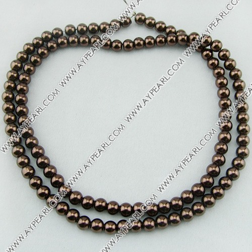 acrylic pearl beads, brown, 8mm round, sold by per strand