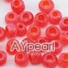 Glass seed beads, opaque red, 2.5mm round. Sold per pkg of 450 grams.