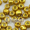 Glass seed beads, opaque lustered golden, 2.5mm round. Sold per pkg of 450 grams.