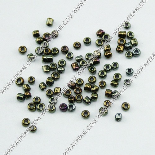 Glass seed beads, iris black, 2.5mm round. Sold per pkg of 450 grams.