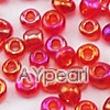 Glass seed beads,tranparent rainbow red, 2.5mm round. Sold per pkg of 450 grams.