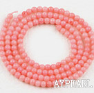 coral beads,2mm round,pink,sold per 15.75-inch strand