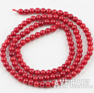 coral beads,2mm round,red,sold per 15.75-inch strand