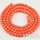 Coral Beads, Orange, 3mm round, Sold per 15.7-inch strand