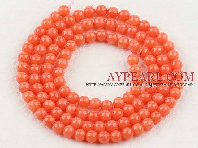 Coral Beads, Orange, 3mm round, Sold per 15.7-inch strand