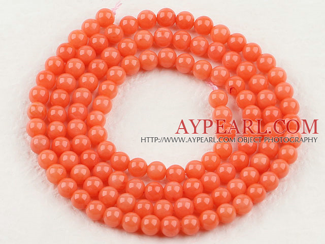 Coral Beads, Orange, 3mm round, Sold per 15.7-inch strand