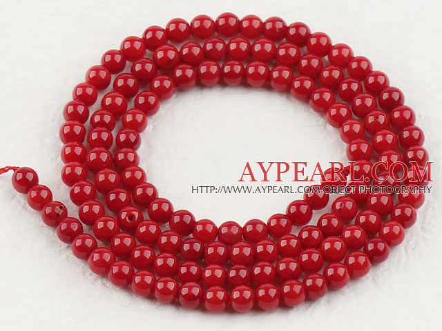 Coral Beads, Red, 3mm round, Sold per 15.7-inch strand
