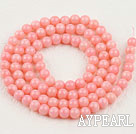 Coral Beads, Pink, 4mm round, Sold per 15.7-inch strand