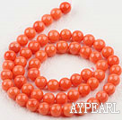 Coral Beads, Orange, 7mm round, Sold per 15.7-inch strand