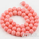 Coral Beads, Pink, 8mm round,Sold per 15.7-inch strands