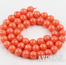 Coral Beads, Orange, 8mm round,Sold per 15.7-inch strands