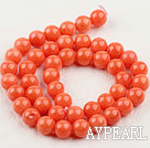 Coral Beads, Orange, 9mm round,Sold per 15.7-inch strands
