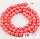 Coral Beads, Pink, 6mm round faceted, Sold per 15.7-inch strand