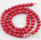 Coral Beads, Red, 6mm round faceted, Sold per 15.7-inch strand