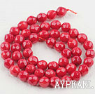 Coral Beads, Red, 8mm round faceted, Sold per 15.7-inch strand
